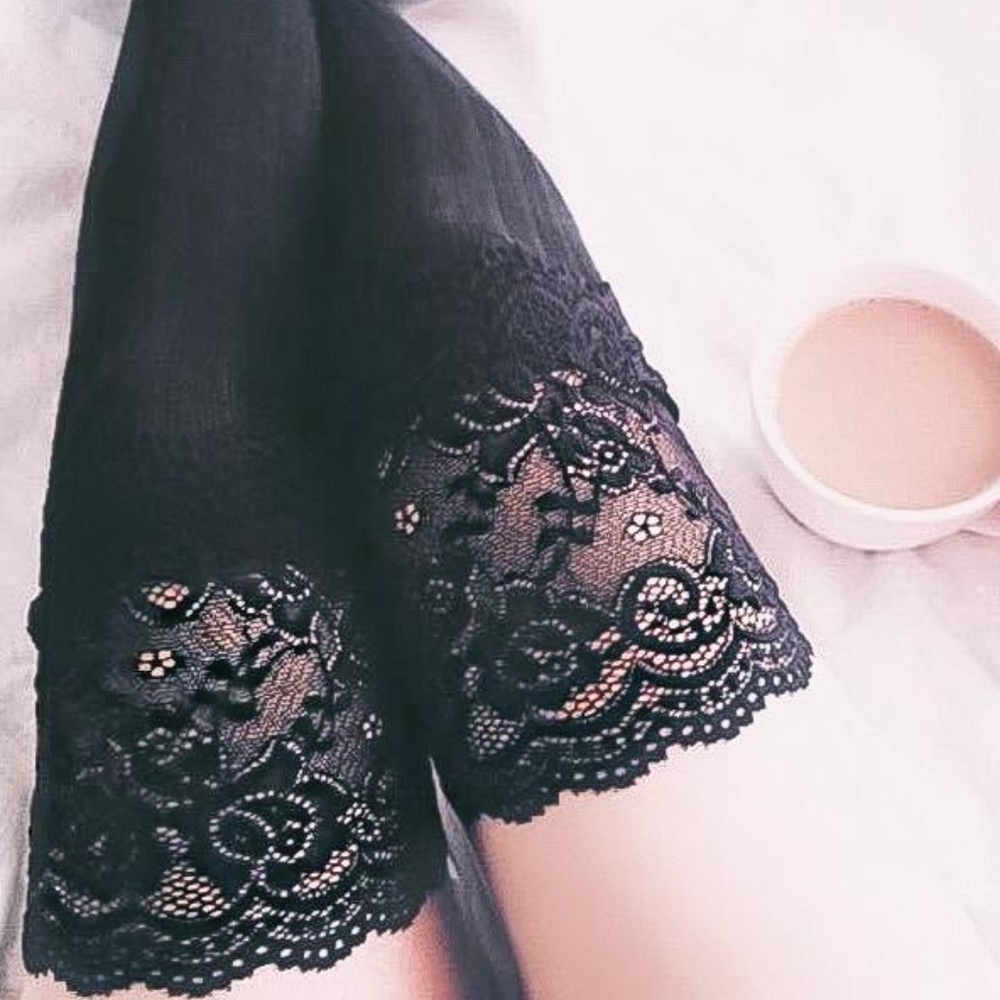 NEW Black Lace Thigh High Socks
